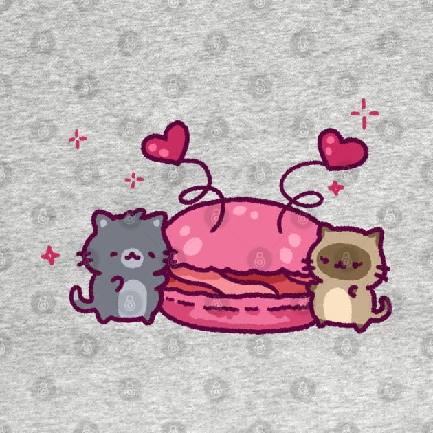 Cats and a giant pink macaron by GeraldineDraws